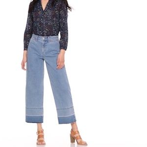 High waisted crop light wash flare jeans